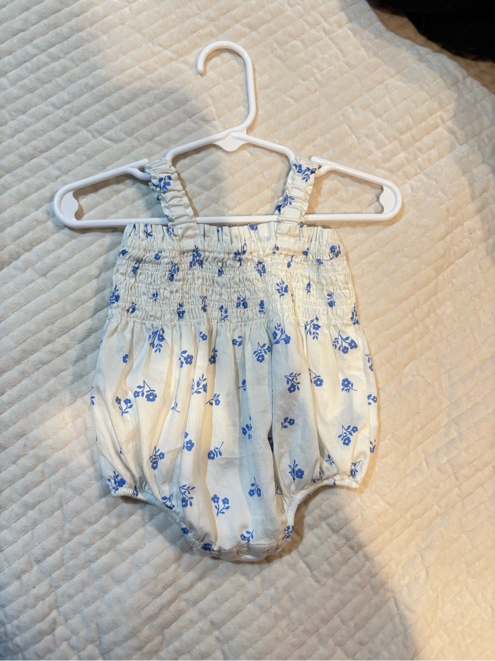 Amazon Essentials Cream and Blue Floral Baby One-Piece